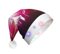 SDEGTHO Music Note Santa Hat Light Up Christmas With Led Lights Flashing For Adults