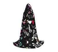 SDEGTHO Music Symbols Lovely Halloween Hooded Cloak Long Hooded Cloak Carnivals Cloak Costumes Hooded Cape Masquerade