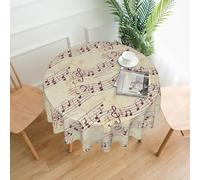 SDEGTHO Musical Note Floral Print Boho Round Tablecloth 60in Vintage Polyester Cover for Wedding Party Thanksgiving