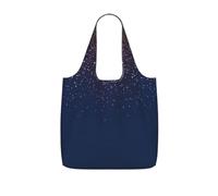 SDEGTHO Navy Blue Sky and Stars Printed Foldable Shopping Bag Reusable, Large Capacity Tote for Grocery, Travel and Commuting