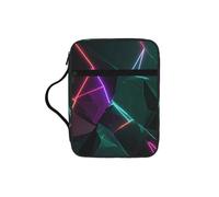SDEGTHO Neon Lines Geometric Shapes Dark Background Printed Church Bible Bag, Scripture Carrying Case for School, Durable Book Sleeve Organizer