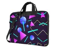 SDEGTHO Neon Party Geometric Print Multi-Pocket Laptop Bag Shoulder Crossbody Case Shockproof Computer Briefcase For Sports