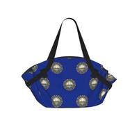 SDEGTHO New Hampshire state flag Stylish Printed Round Picnic Blanket Tote, 2-in-1 Waterproof Mat for Camping & Outdoor Activities