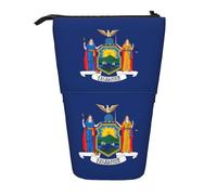 SDEGTHO New York Flag Standing Pencil Case,Cute Stand Up Pencils Pouch,Telescopic Pen Pouches,Portable Pens Holder, Black, One Size, Fashion