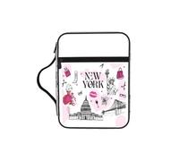 SDEGTHO New York Lovers Printed Protective Bible Case, Water Resistant Oxford Carrier, Religious Stationery Organizer