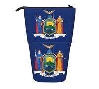 SDEGTHO New York State Flag Standing Pencil Case,Cute Stand Up Pencils Pouch,Telescopic Pen Pouches,Portable Pens Holder, Black, One Size, Fashion
