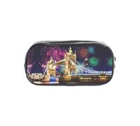 SDEGTHO Night London Tower Bridge Printed See-Through Pencil Case, Large Capacity Single Compartment, Protective Storage for Pens