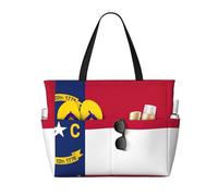 SDEGTHO North Carolina State Flag Large Capacity Foldable Tote Bag Women Beach Tote Bag Handbag Gym Bag Travel Shopping Bag, Black, One Size