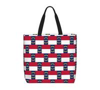 SDEGTHO North Carolina State Flag Polyester Tote Bag With Inner Pockets, Laptop Bag With Zipper For Work Travel, Black, One Size