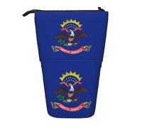 SDEGTHO North Dakota State Flag Standing Pencil Case,Cute Stand Up Pencils Pouch,Telescopic Pen Pouches,Portable Pens Holder, Black, One Size, Fashion