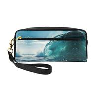 SDEGTHO Ocean Green Wave Surf Women Travel Makeup Pouch Makeup Bag For Purse Portable Toiletry Bag Accessories Organizer, Black, One Size