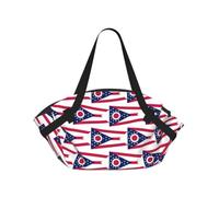 SDEGTHO Ohio State Flag Stylish Printed Round Picnic Blanket Tote, 2-in-1 Waterproof Mat for Camping & Outdoor Activities