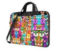 SDEGTHO Oil Cute Schnauzer Dogs Print Multi-Pocket Laptop Bag Shoulder Crossbody Case Shockproof Computer Briefcase For Sports