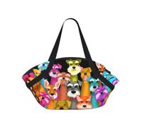 SDEGTHO Oil Cute Schnauzer Dogs Printed 2-in-1 Camping Blanket and Tote, Polyester Composite 37in Round, Weekend Park Travel