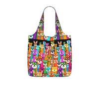 SDEGTHO Oil Cute Schnauzer Dogs Printed Foldable Shopping Bag Reusable, Large Capacity Tote for Grocery, Travel and Commuting
