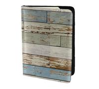 SDEGTHO Old Wooden Board Printing Passport Holder Cover Wallet Cowhide Card Case Travel Must Have Accessories for Women Men