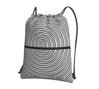 SDEGTHO Optical Spin Illusion Print Zipper Backpack, Water Resistant Drawstring Bag, Compact Foldable for Sports Yoga Dance