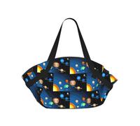 SDEGTHO Outer Space Solar System Stylish Printed Round Picnic Blanket Tote, 2-in-1 Waterproof Mat for Camping & Outdoor Activities