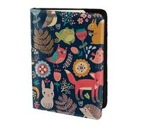 SDEGTHO Owl Rabbit Bird Fox Printing Passport Holder Cover Wallet Cowhide Card Case Travel Must Have Accessories for Women Men