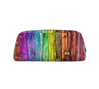 SDEGTHO Paint Wooden Boards Printing Leather Pencil Case Large Capacity School Pen Bag Fountain Pen Holder for Boys and Girls Gift
