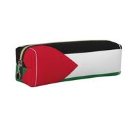 SDEGTHO Palestine Flag Printed Leather Zipper Pencil Case for Students, Multi Purpose Pen Pouch for Kids Small Makeup Bag for Pens, Pencils, Markers