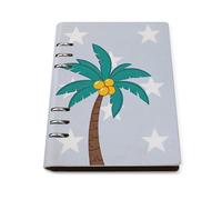 SDEGTHO Palm Tree Stars Sky Pattern Lays Flat A5 Notebook, Refillable Leather Journal for Daily Organizer, Business Notes