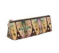 SDEGTHO Paris Eiffel Tower Fashion Triangular Leather Zipper Pencil Pouch With Large Storage Capacity Pencil Pouch, White, One Size, Art Deco