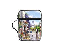 SDEGTHO Paris Street Scene Eiffel Tower Multifunctional Bible Organizer Bag with Inner Compartments Practical Book Bag for School Library
