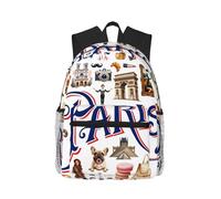 SDEGTHO Parisian Scenery Printed Casual Backpack Spacious Rucksack With Multi Pockets For Travel Outdoor Activities