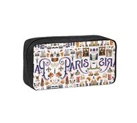 SDEGTHO Parisian Scenery Printed Stationery Case Spacious Pencil Pouch Polyester Zip Organizer for School College Office Days