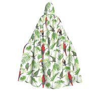 SDEGTHO Parrot Birds And Tropical Tree Gothic Robe Wizard Cloak Adult Long Cape For Masquerade Medieval Halloween Costume