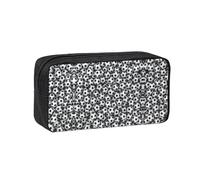 SDEGTHO Pile of Footballs Printed Aesthetic Pen Bag with Elastic Loops, Large Open-Top Pencil Case for Desk and Backpack