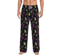 SDEGTHO Pineapple Banana Flamingo Mens Pajama Pants Soft Light Long Sleep Bottoms Pj With Drawstring And Pockets