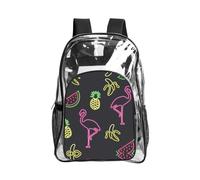 SDEGTHO Pineapple Banana Flamingo Printed Clear Backpack with Top Handle, Transparent Bag for Concerts Festivals Women Daily