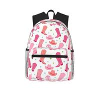 SDEGTHO Pink Boots Hat Stars Pattern Lightweight Casual Backpack Water Resistant Daypack For School Work Hiking Camping