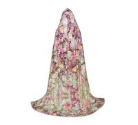 SDEGTHO Pink Flower Group Masquerade Ball Costume Hooded Cape For Teenagers Witch Vampire Wizard Cosplay Gear Long Cape