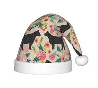 SDEGTHO Pink Flower Show Steer Cows Cattle Kids Santa Hat Red Santa Comfortable Christmas For Children Holiday Xmas