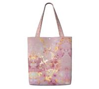 SDEGTHO Pink Marble Texture Print Canvas Tote Bag, Reusable Grocery Shopping Cloth Bag, Fashionable Tote For Crafts