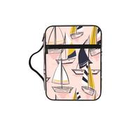 SDEGTHO Pink Sketch Sailing Printed Protective Bible Case, Water Resistant Oxford Carrier, Religious Stationery Organizer
