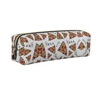 SDEGTHO Pizza Pattern Print Leather Pencil Case for Students, Simple Pen Bag for Boys Girls Small Zipper Pouch for School Supplies, Markers, Makeups, Coins