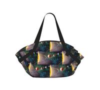 SDEGTHO planet space solar system Stylish Printed Round Picnic Blanket Tote, 2-in-1 Waterproof Mat for Camping & Outdoor Activities