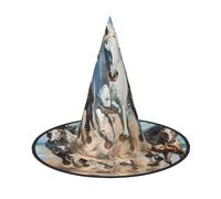SDEGTHO Pointed Cap Horses Running Art Witch Hat for Halloween Costume Party Christmas Masquerade Carnivals Cosplay 3 pcs