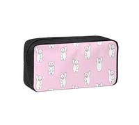 SDEGTHO Polar Bear Pink Printed Spacious Pencil Bag, Oxford Cloth Pen Pouch Holds 50+, for Students Artists Writers