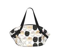 SDEGTHO Pomeranians Pattern Printed Large Tote Bag and Picnic Mat, Snap-Close Foldable 2-in-1 for Beach Travel or Picnic