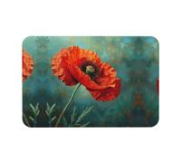 SDEGTHO Poppy Flower Printing Bath Mat Diatomaceous Shower Mat Non-Slip Super Absorbent Mats for Bathroom Kitchen Laundry