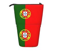 SDEGTHO Portuguese Flag Standing Pencil Case,Cute Stand Up Pencils Pouch,Telescopic Pen Pouches,Portable Pens Holder, Black, One Size, Fashion