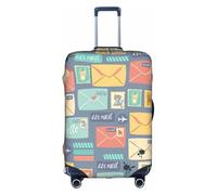 SDEGTHO Postal Stationery Printing Elastic Suitcase Cover Dust Proof Scratch Resistant Fits Central Handle Luggage for Trips