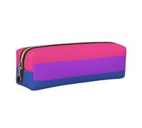 SDEGTHO Pride Flag Print Leather Pencil Case for Students, Simple Pen Bag for Boys Girls Small Zipper Pouch for School Supplies, Markers, Makeups, Coins