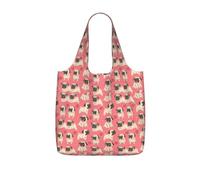 SDEGTHO Pug Dog Printed Foldable Shopping Bag Reusable, Large Capacity Tote for Grocery, Travel and Commuting