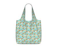 SDEGTHO Pug Pizza Party Printed Foldable Shopping Bag Reusable, Large Capacity Tote for Grocery, Travel and Commuting